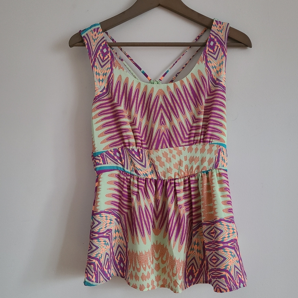 Multicolor Patterned Tank Top Size S NWOT